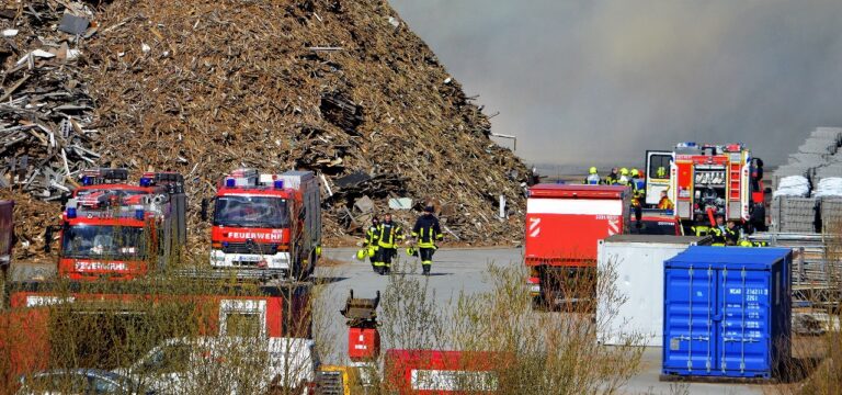Brand in Wismarer Holzwerk: Feuer vernichtet 3000 Tonnen Holzreste