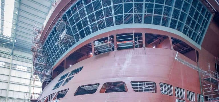 Baufortschritte beim Kreuzfahrtschiff „Global Dream“