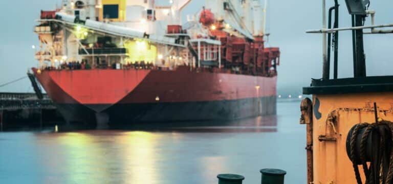 Frachter fährt sich im Seekanal Rostock fest: Freigeschleppt