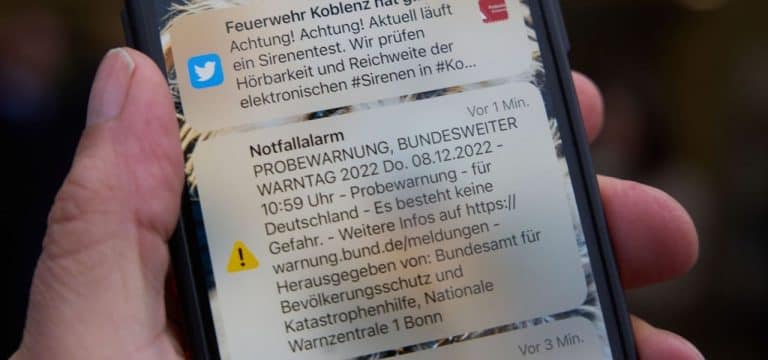 Bisher eine Warnmeldung über Cell Broadcast in MV