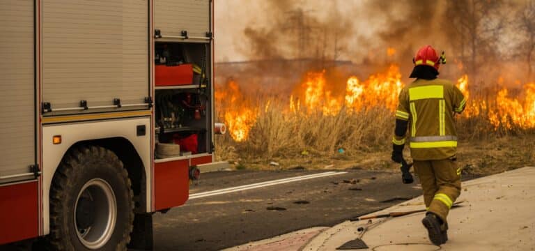 Geplatzter Reifen löst Brand neben Autobahn aus