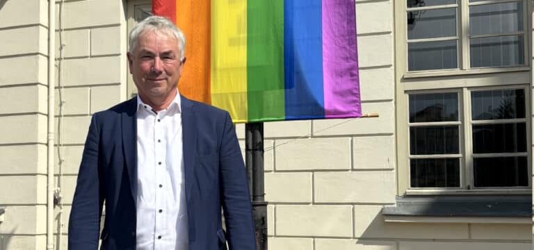 Regenbogenbanner am Rathaus Wismar: Zeichen für Akzeptanz und Toleranz